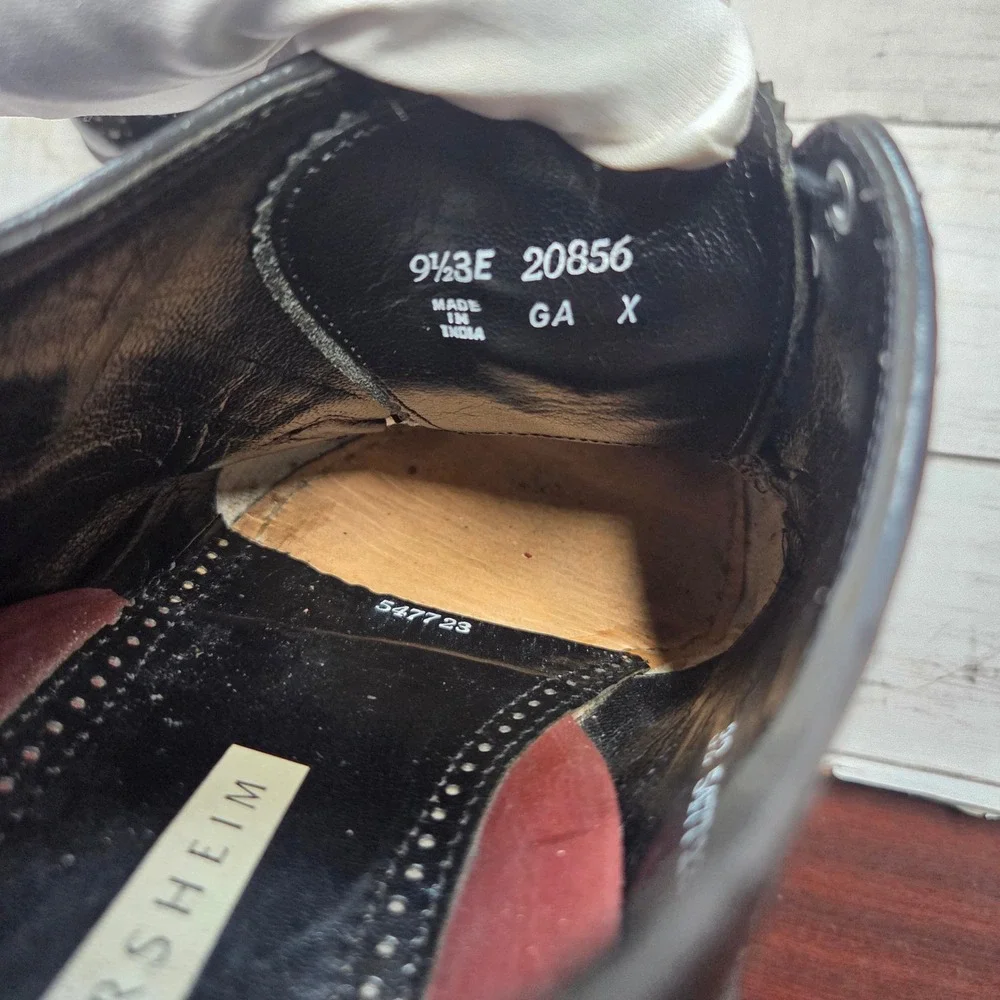 Florsheim Dress Shoes Mens‎ 9.5 3E Black Longwing Blucher 20856 Wingtip Brogue